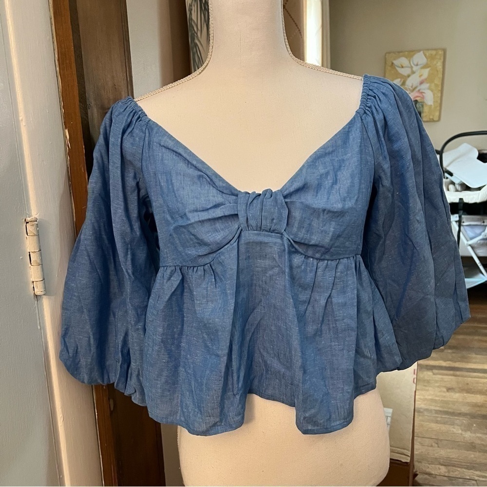ZARA linen blend knotted top (L) - Picture 8 of 17